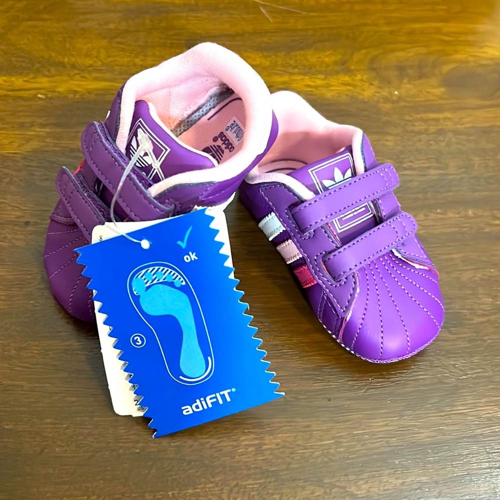 Adidas Superstar 2 CF Crib, size 2K (US & UK), Purple with Pink, New with Tags